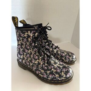 Dr. Martens Size 10 1460 W Floral Boots Black Multi Ditsy Flower Print Leather